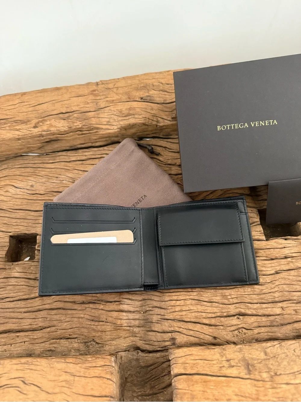 Bottega Veneta Two-Tone Bifold Wallet in White and Black